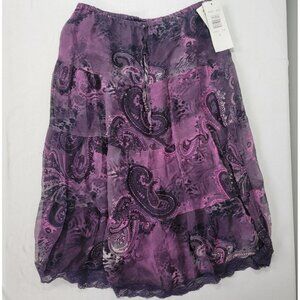 New York City Design Co. Purple Shiny Beading Women's Size Small SILK SKIRT New